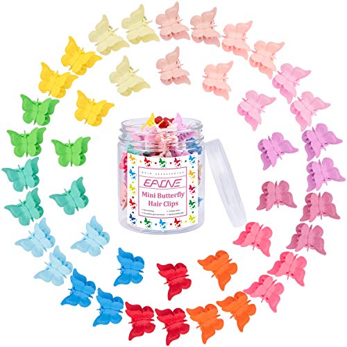 EAONE 50Pcs Butterfly Hair Clips Multi-color Mini Cute Hair Styling Accessories for Girls and Women Birthday Gifts with Container, 10 Matte Colors at Least