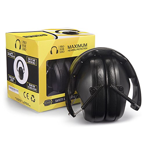 Pro For Sho 34dB Shooting Ear Protection - Special Designed Ear Muffs Lighter Weight & Maximum Hearing Protection - Standard Size, Black