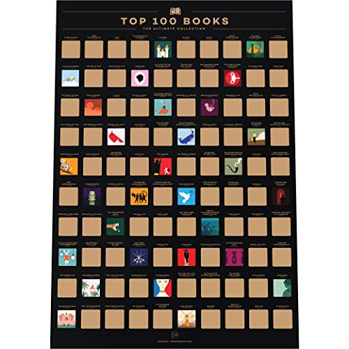 Enno Vatti 100 Books Scratch Off Poster - Top 100 Bucket List for Book Lovers Featuring All Time Classics, Unique Icons & Premium Packaging - Gift for Readers Worldwide (16.5' x 23.4')