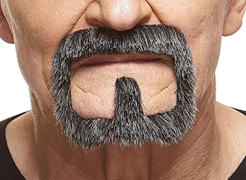 Mustaches Self Adhesive Van Dyke Fake Beard Goatee, Novelty, False Facial Hair, Costume Accessory for Adults, Salt and Pepper Color