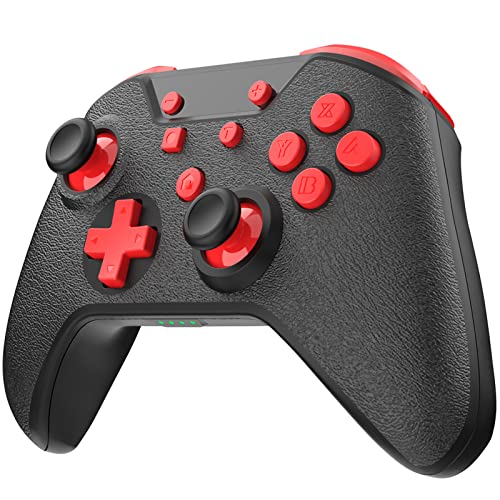 GCHT GAMING Switch Controller, Wireless Pro Controller for Switch/Switch Lite/Switch OLED Switch Remote Gamepad with Paddles,One-Key Wakeup, Turbo, Dual Vibration, 6-Axis Gyroscope (Black Red)