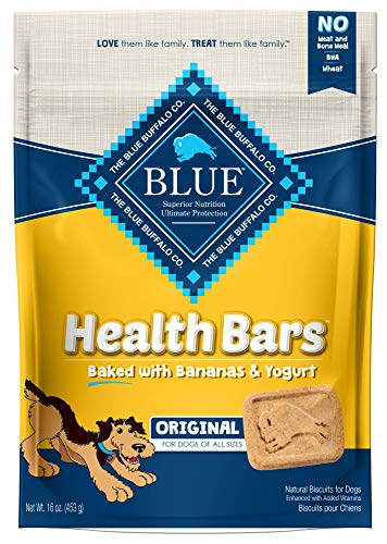 Blue Buffalo Health Bars Natural Crunchy Dog Treats Biscuits, Banana & Yogurt 16-oz Bag