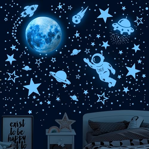 526Pcs Glowing Stars for Ceiling,Glow in The Dark Stars,Space Wall Decals Solar System Galaxy Planets Wall Stickers for Kids, Wall Decor for Girls Kids Bedroom Nursery Birthday Party Favor