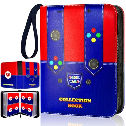 YINRTELM Card Binder 520 Pockets for Game Trading Cards, Card Holder 4-Pocket with 65 Sleeves, Cards Collector Album Book Case, Blue Red