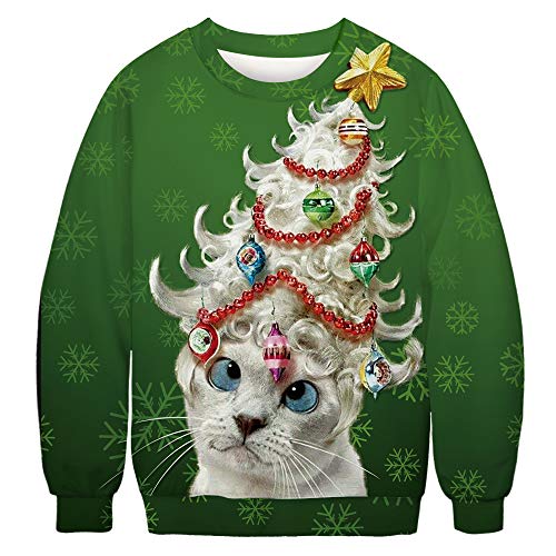 ALBIZIA Women's Crew Neck Ugly Christmas Pullover Sweatshirt US S/M Style-2
