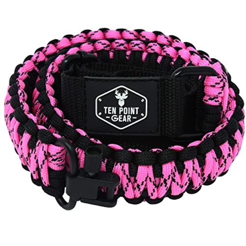 Ten Point Gear Gun Sling Paracord 550 Adjustable w/Swivels (Multiple Color Options) (Black & Pink Camo)