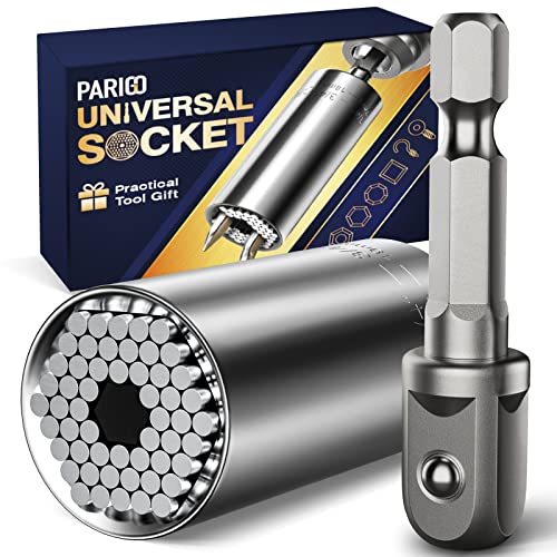 PARIGO Universal Socket Tools Gifts for Men: Christmas Stocking Stuffers for Dad Boyfriend Husband 1/4'-3/4'(7-19mm) Super Socket Set Impact Power Drill Adapter Unique Cool Gadgets Birthday Stuff