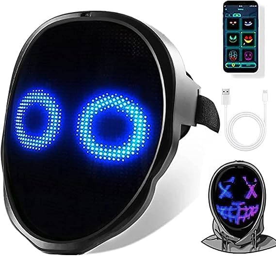 Funle Led Mask with Programmer App, Light Up Face Mask for Adult Kid, Led Halloween Mask Digital Mask