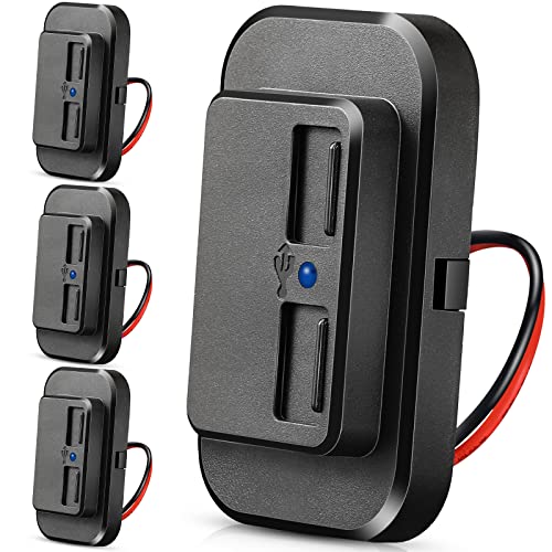 12V USB Outlet Automotive USB Port Panel Mount 12V USB Outlet Multi Port Switch Panel Car Outlet Socket Power Dual Port 12V 24V Quick Car Port for Cars Bus ATV RV Boat Truck, 3.1 A (4 Pieces)