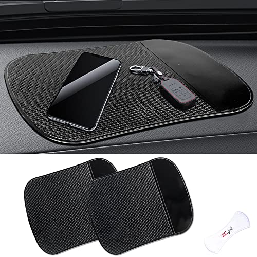 ZC GEL Car Dashboard Sticky Pad (2 Pack), Larger Size Reusable and Washable Anti-Slip Cell Pads with Strong Adhesive, Can Hold Cell Phones, Sunglasses, Coins ect. (7.5' x 5.5')