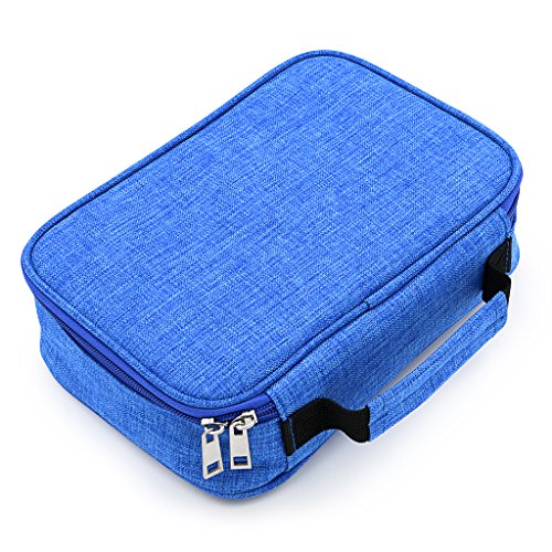 BTSKY High Capacity Zipper Pens Pencil Case- Multi-Functional Stationery Pencil Pouch 72 Slots Colored Pencil Case Portable Pencil Bags With 2 Removable Sleeves(Blue)