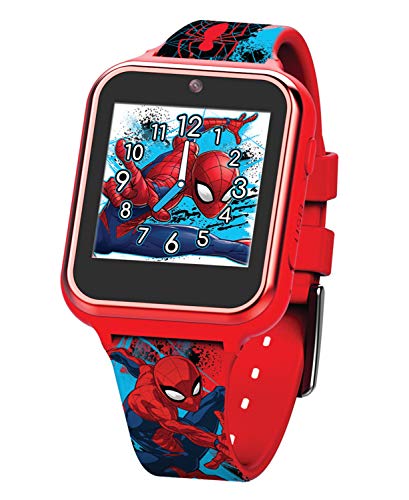 Accutime Marvel Spider-Man Red Educational Touchscreen Smart Watch Toy for Boys, Girls, Toddlers - Selfie Cam, Learning Games, Alarm, Calculator, Pedometer, and More (Model: SPD4588AZ)