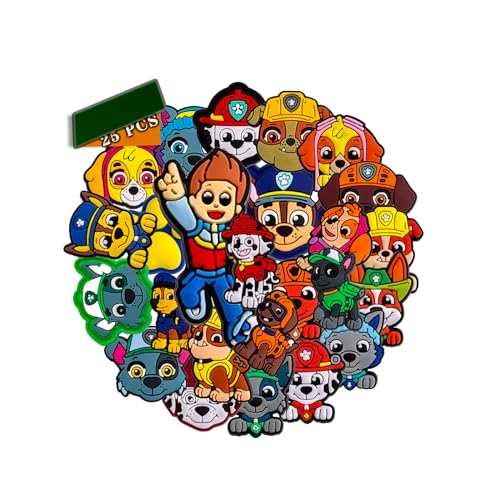 25pcs for Dogs Pups Croc Charms for Boys Girls,Dog Shoe Charms for Kids Teens Adults,PVC Cartoon Dog Shoe Decoration Charms for Gift Birthday Party