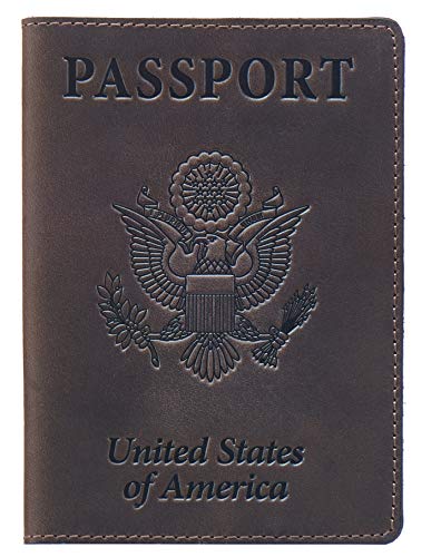Shvigel Leather Passport Cover - Leather Passport Holder for Men - Passport Holder for Women - US Passport Case Passport Cover for Men (Brown Vintage New)