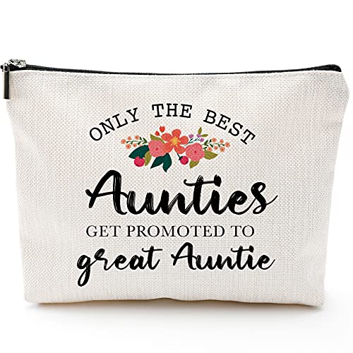 Blue Leaves Only The Best Aunties Get Promoted to Great Auntie-Funny Aunt gifts,Auntie gifts from Niece,Nephew,Best Aunt Gifts,Makeup Bag, Make Up Pouch,Unicorn, Funny Handle Bag, Prize for Aunt