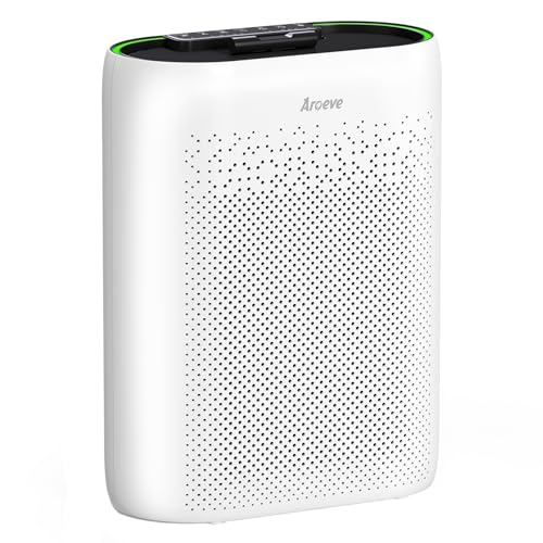 AROEVE Air Purifiers for Home Large Room with Automatic Air Detection Cover 1095 Sq.Ft True H13 HEPA Filter 99.9% of Dust, Pet Dander, Pollen for Home, Bedroom, Dorm Room, MKD05-White