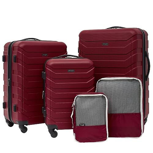Wrangler 5 Piece Elysian Luggage and Accessories Set, Red
