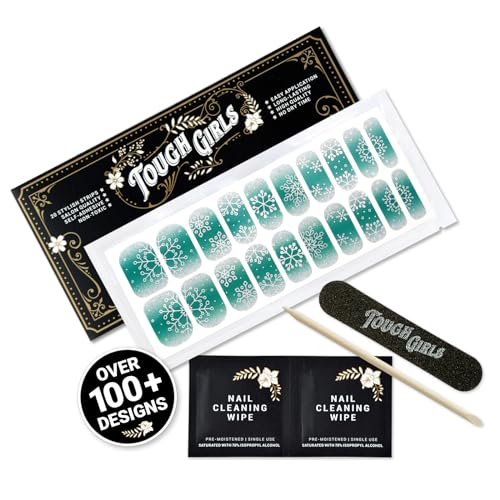 TOUGH GIRLS | Nail Polish Strips | 20 Stylish Strips | Brighter, Thicker, Tougher | Includes Cuticle Stick, Nail File, & Nail Wipes (Season of Glimmer)