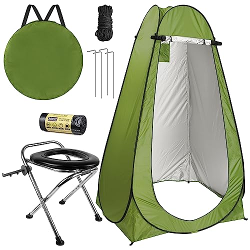 BLIKA Portable Toilet Kit For Adults, Pop Up Privacy Tent, Stainless Steel Portable Toilet With Toilet Tent, Instant Portable Outdoor Shower Tent Camp Toilet Changing Dressing Room