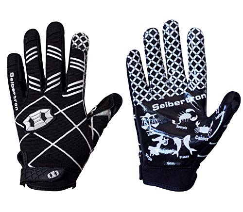 Seibertron Pro 3.0 Twelve Constellations Elite Ultra-Stick Sports Receiver Glove Football Gloves Youth Black L