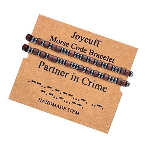JoycuFF Partner in Crime 2 PCS Morse Code Bracelet for Classmate Roommate Class of 2022 Friendship Handmade Matching Friendship Bracelet for Women Men Girls Best Friend