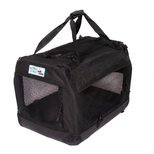 GoGo Pet 3-Door Soft Dog Crate, Large 40' L x 27' W x 27' H Black