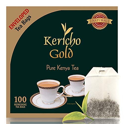 Kericho Gold Black Tea - Rich in Antioxidants - Orange Pekoe Tea - Kenya Origin - Unique Flavor --100 Envelopes Tea Bags (Pack of 1)