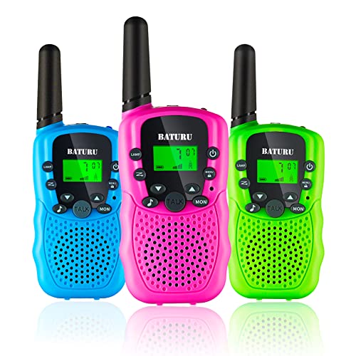 BATURU Walkie Talkies for Kids 3 Miles Range, 22 Channels 2 Way Radio Toy with Backlit LCD Flashlight for Outside, Camping, Hiking, Birthday Gifts for Girls and Boys, Stocking Stuffers for Kids
