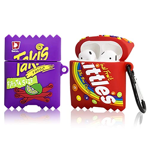 2Pack for Airpod 2/1 Case, Soft Silicone Cute Cartoon Kawaii Funny Cover Food Fashion Protective Skin for Air Pods Compatible with Airpods 2&1 (Teki Potato +Color Candy)