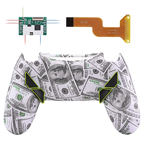 eXtremeRate 100$ Cash Money Dollar Dawn Programable Remap Kit for PS4 Controller with Upgrade Board & Redesigned Back Shell & 4 Back Buttons - Compatible with JDM-040/050/055 - Controller NOT Included