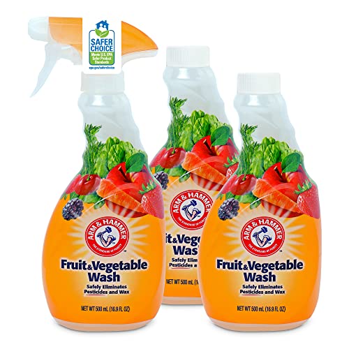 Arm & Hammer Fruit & Vegetable Wash, Produce Wash, Produce Cleaner, Pack of 3, 16 oz. Bottles, 1 Trigger (Packaging May Vary)