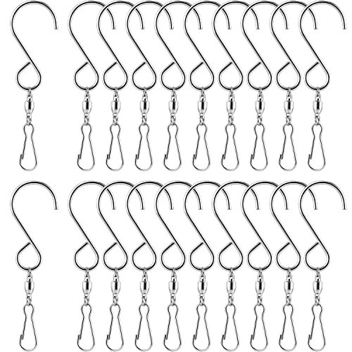 TecUnite 20 Pack Wind Spinner Swivel Hooks Clips for Hanging Wind Spinners Wind Chimes Crystal Twisters Garden Bells Party Supply