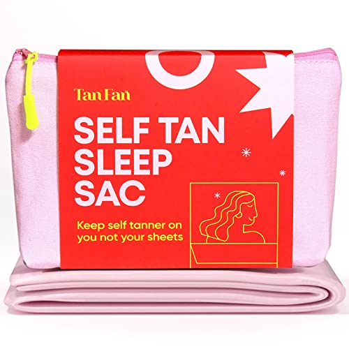 Tan Fan Self Tan Sleep Sac - Keep Sheets Clean from Self Tanner Stains - 100% Cooling Silky Poly Sleeping Sack - Won’t Rub or Absorb Tanning Lotion - Lightweight Breathable Large w Foot Openings