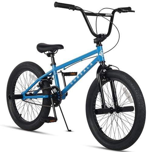 cubsala 20 Inch Freestyle Youth BMX Bicycle Big Kids Teenager Bike for Age 6 7 8 9 10 11 12 13 14 Years Old Boys Girls Teen Adult and Beginner-Level Rider with 4 Peg, Blue