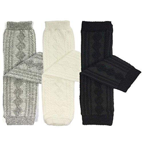 Bowbear 3 Pair Baby and Toddler Leg Warmers, Argyle Grey/White/Black
