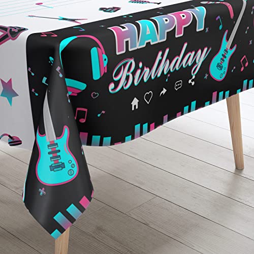 3 Pieces Music Party Tablecloth Music Social Media Themed Table Cover Disposable Plastic Music Note Happy Birthday Table Cloth Decorations for Teens Music Birthday Party Supplies