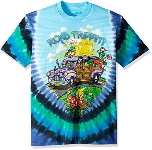 Liquid Blue unisex adult Road Trippin' Short Sleeve T-shirt T Shirt, Tie Dye, Large US
