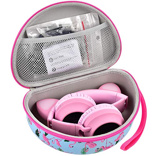 Headphone Case for Riwbox CT-7 Pink/for Jack CT-7S Cat Green 3.5mm/ for iClever IC-HS01/for Picun/for FosPower Bluetooth Wireless Over-Ear Headphones Headset for Kids-Box Only