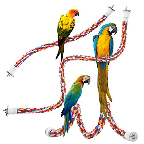 Jusney Bird Rope Perches,Parrot Toys 33 inches Rope Bungee Bird Toy (33 inches)[1 Pack]