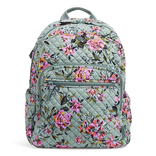 Vera Bradley Women's Cotton Campus Backpack, Rosy Outlook - Recycled Cotton, One Size