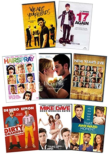 Zac Efron 8-Movie DVD Collection: We Are Your Friends / 17 Again / Hairspray / The Lucky One / New Years Eve / Dirty Grandpa / Mike and Dave Need Wedding Dates / That Awkward Moment