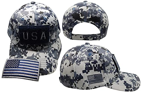 Trade Winds USA Flag Detachable Patch USA Navy Blue ACU Digital Camouflage Acrylic Adjustable Embroidered Baseball Hat Cap