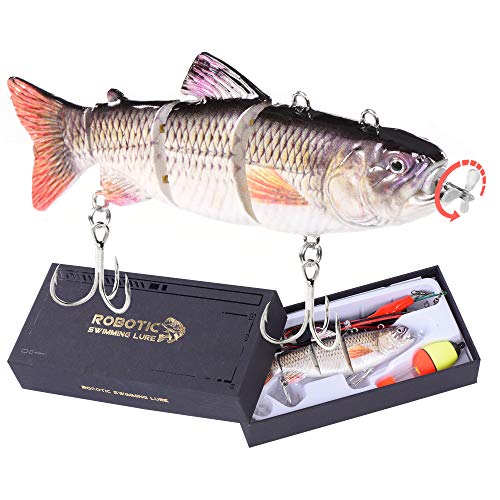 Robotic Swimming Fishing Electric Lures 5.12' USB Rechargeable LED Light Wobbler Multi Jointed Swimbaits Hard Lures Fishing Tackle