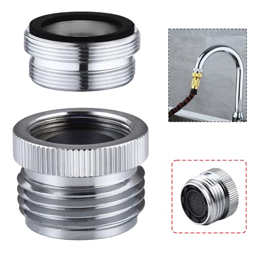 SNUTUYA Faucet Adapter with Aerator, Sink Faucet to Garden Hose Adapter, Faucet Adapter to Garden Hose for Kitchen and Bathroom, hose attachment to sink，3/4' GHT Thread Chrome.