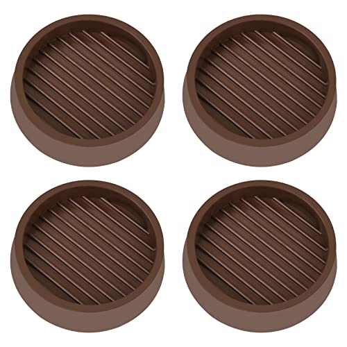 VOCOMO 2X2 Caster Cups, Round Rubber Furniture Cups with Anti-Sliding Floor Grip, Non Skid Furniture Caster Cups Furniture Floor Protectors (Brown, 4 Pack)