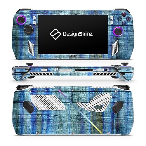 DesignSkinz - Compatible with Asus Rog Ally - PC Skin Decal Protective Scratch Resistant Vinyl Wrap Gaming Cover - Blue and Green Tye-Dyed Wood