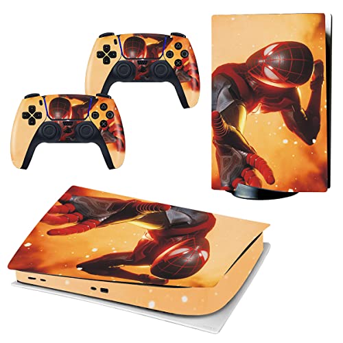 Skin for Console (P-S5 Digital Version) and Controllers Vinyl Sticker, Durable, Scratch Resistant, Bubble-Free, Compatible with Play-Station 5(Digital Edition) Fire