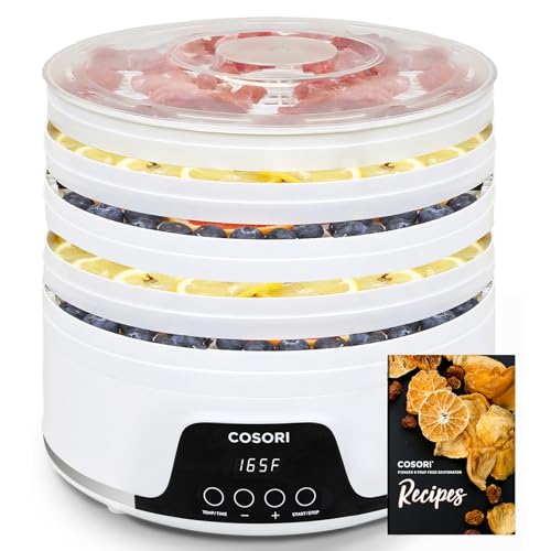 COSORI Food Dehydrator Machine for Jerky, 5 BPA-Free 11.6' Trays with 165°F Temperature Control and 48H Timer, 350W Dryer for Fruit, Herbs, Meat, Veggies and Dog Treats, 50-Recipes Book Included