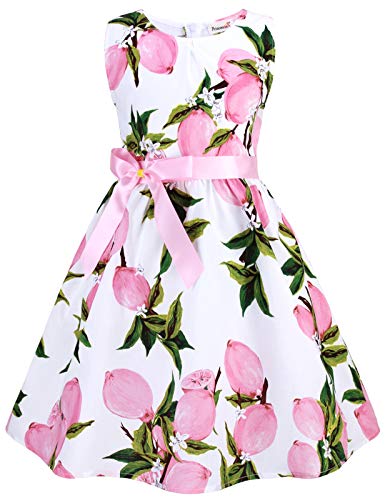 PrinceSasa Party Little Girls Lemon Toddler Summer Dresses Clothes,E8,7-8 Years(140)