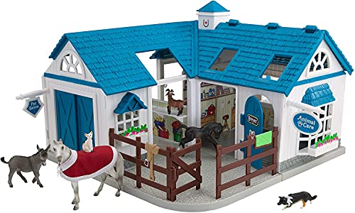 Breyer Stablemates Deluxe Animal Hospital | 10 Piece Set | 1:32 Scale | 11.375' L x 7.625' W x 9.25' H | Model #59214 , Blue